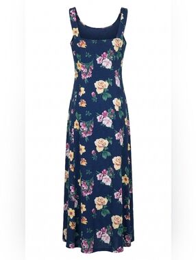 T R Bentley Royal Blue Floral Sleeveless Maxi Dress - Size: 12 - Vintage